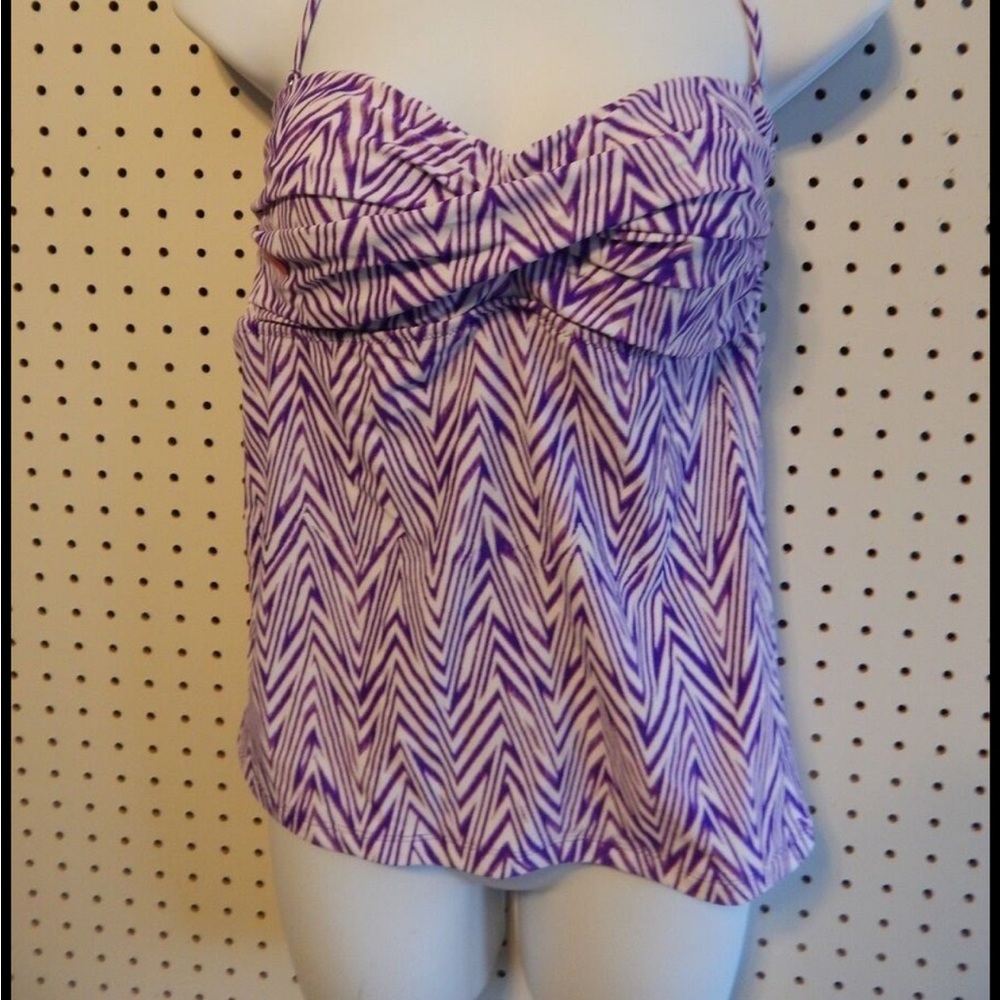Mossimo Purple and White Strapless Bikini Top